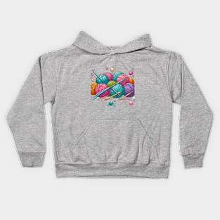 Crafter Knitting Needles and Balls of Yarn Kids Hoodie